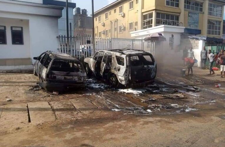 Insecurity: Unknown Gunmen Strike At Abagana, Hoist Flag, Destroy bank,Vehicles.