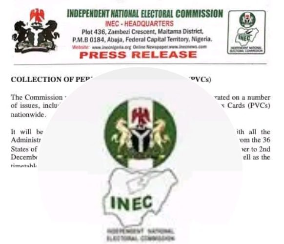 INEC Releases Dates For Collection Of Permanent Voters’ Cards PVCs