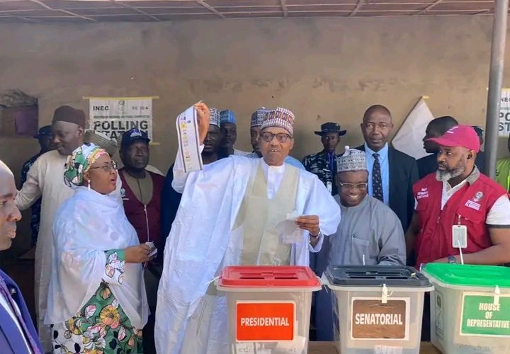 Buhari Predicts Winner, Reveals Why He Cast Vote For Tinubu, Binani, Others