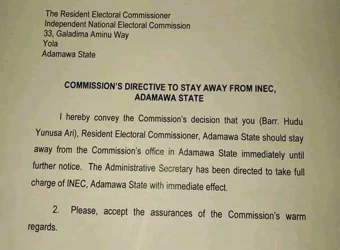 Governorship Poll: Why INEC Suspends Adamawa REC