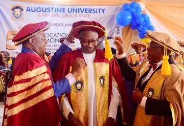 Photos: Otedola Shares N750M to 750 Students, as He Becomes Chancellor of Lagos Varsity