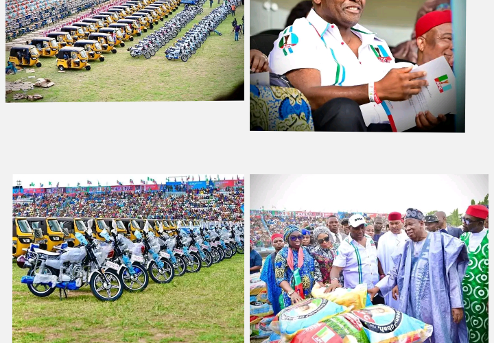 Economic Recession: Sen. Ifeanyi Ubah Empowers Anambra South Constituency with Over 200 Motorcycles, Bags of Rice, Others