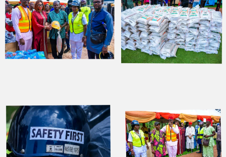 Jubilations in Nnobi as Philanthropist, Ezeonu Donates Helmets, Jackets to Over 500 Motorcycle Riders