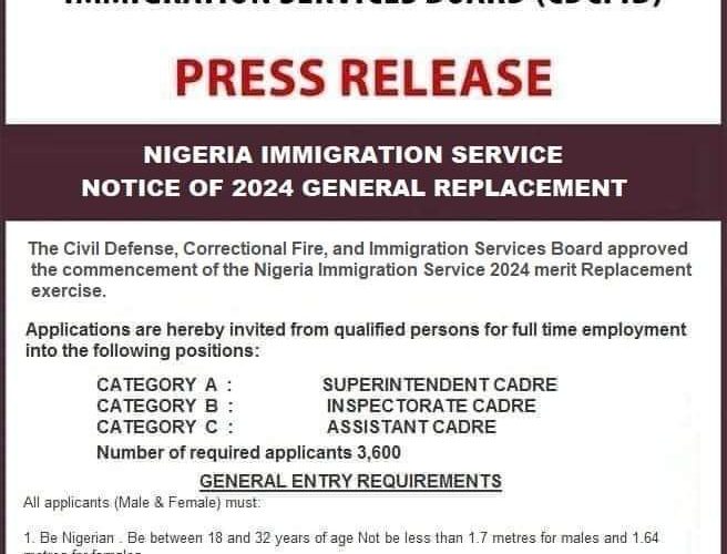 Nigeria Immigration Service Announces 2024 General Replacement Exercise